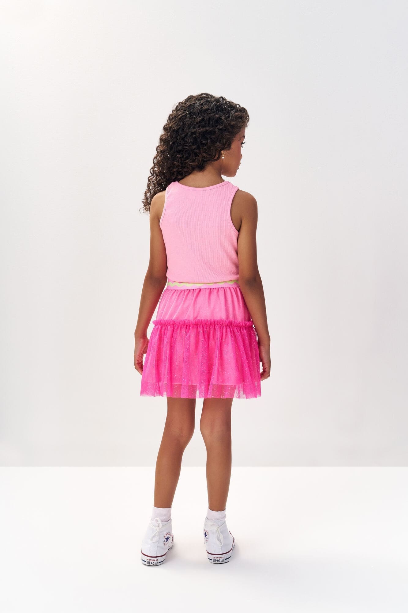 Saia Infantil Cinti Verão Tule Rosa com Glitter