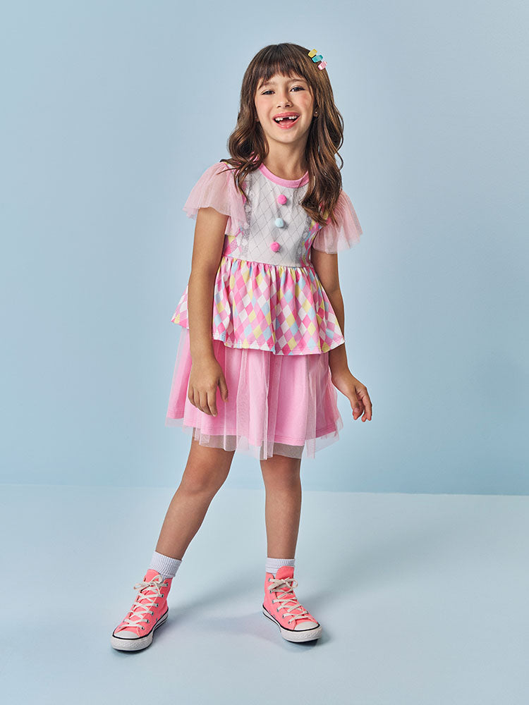 Vestido Infantil Cinti Verão Colorido Fantasia Circo
