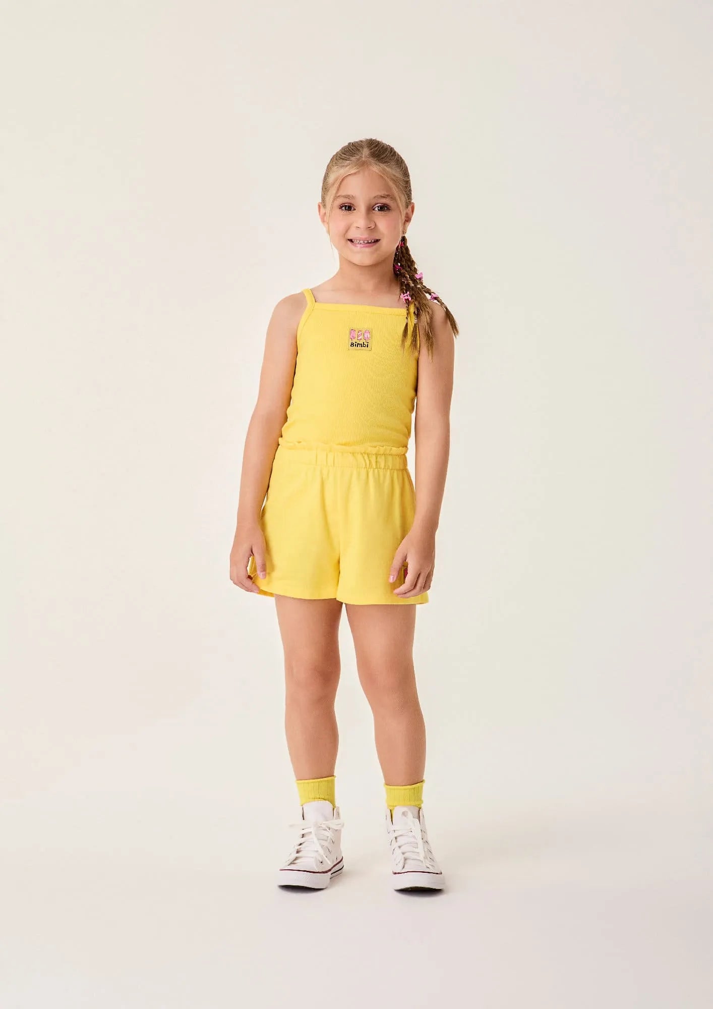 Conjunto Infantil Menina Bimbi com Shorts e Blusa Amarela