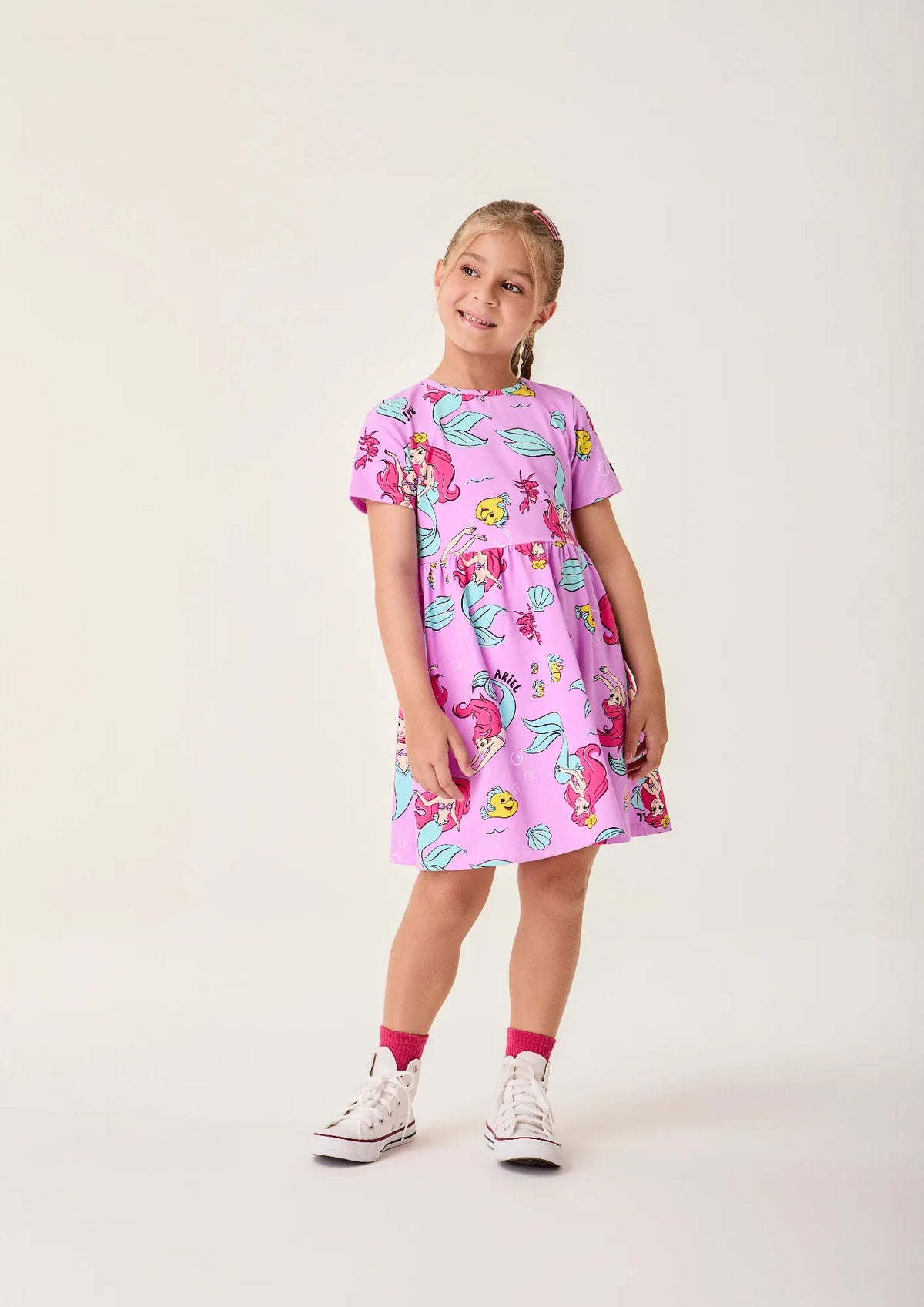 Vestido Infantil Bimbi Roxo Ariel Disney