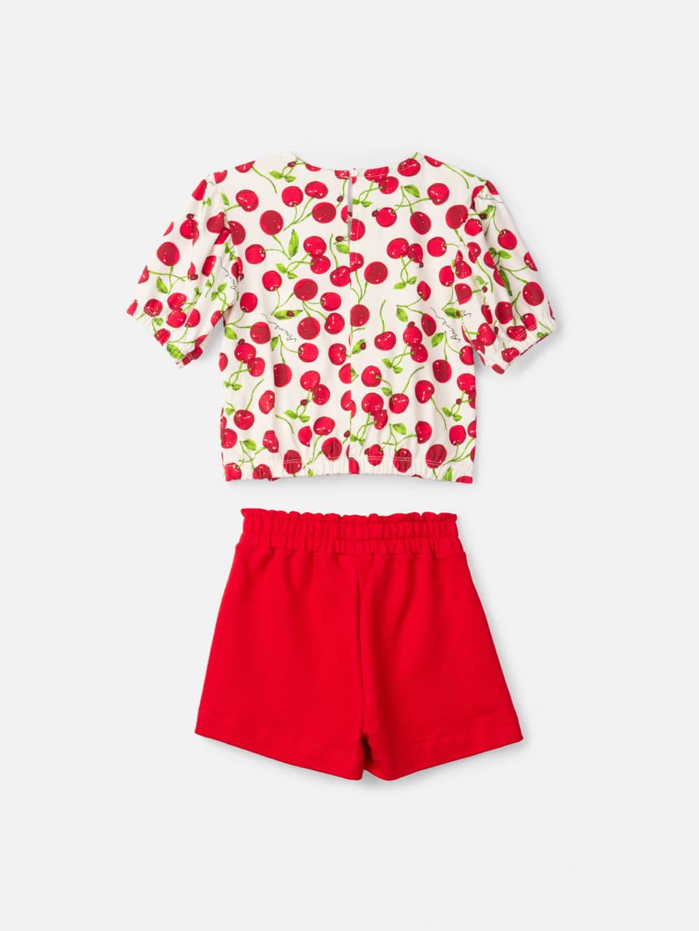 Conjunto Infantil Animê Verão Shorts Vermelho e Blusa Cereja