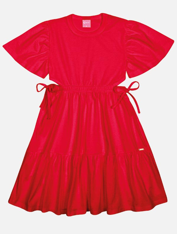 Vestido Infantil Cinti Verão Vermelho Brilho Natal