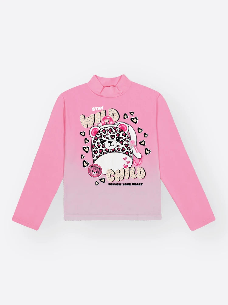 Blusa Infantil Cinti Inverno Manga Longa Térmica Rosa Wild Child