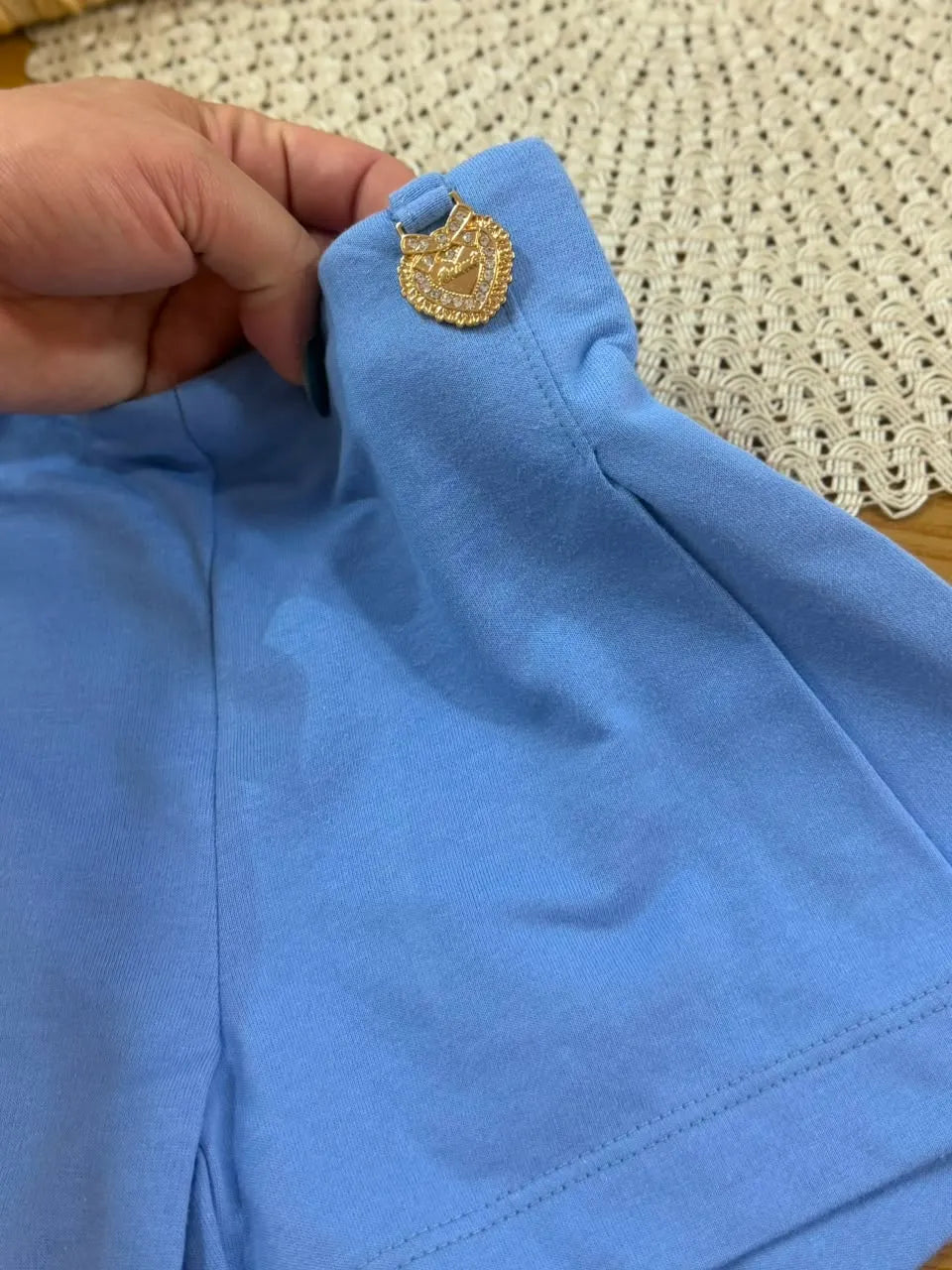 Shorts Infantil Menina Animê Azul com Pingente