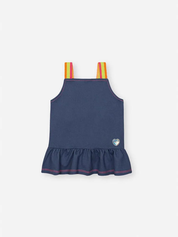 Conjunto Infantil Menina Cinti com Shorts e Blusa Azul Marinho