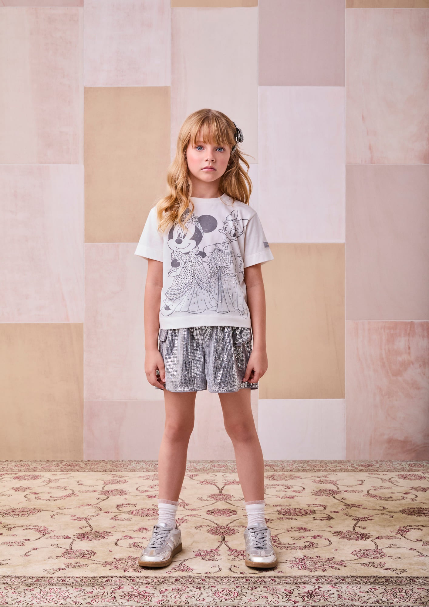 Shorts Infantil Animê Inverno Cinza Paetê