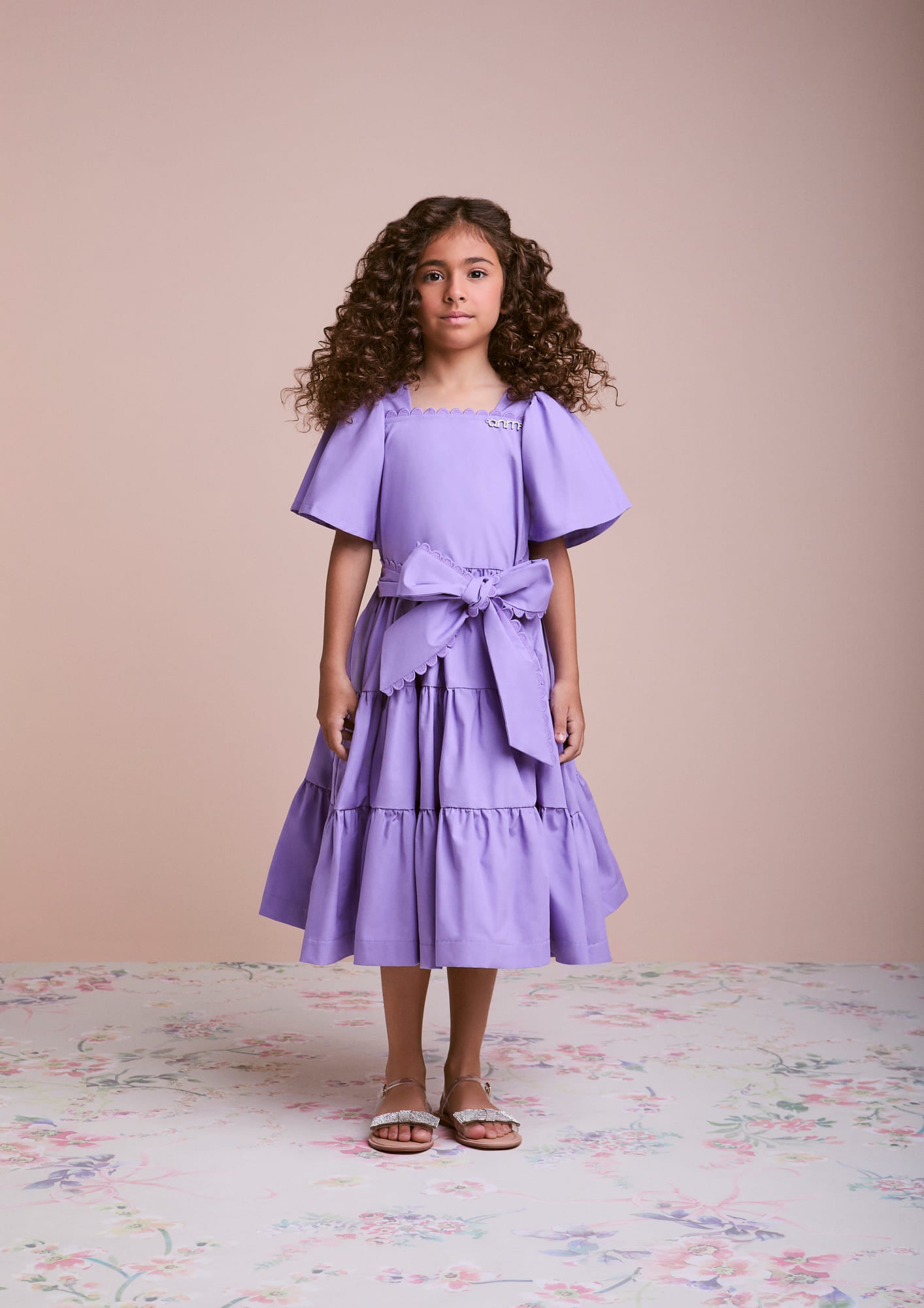 Vestido Infantil Animê Verão Lilás com Laço