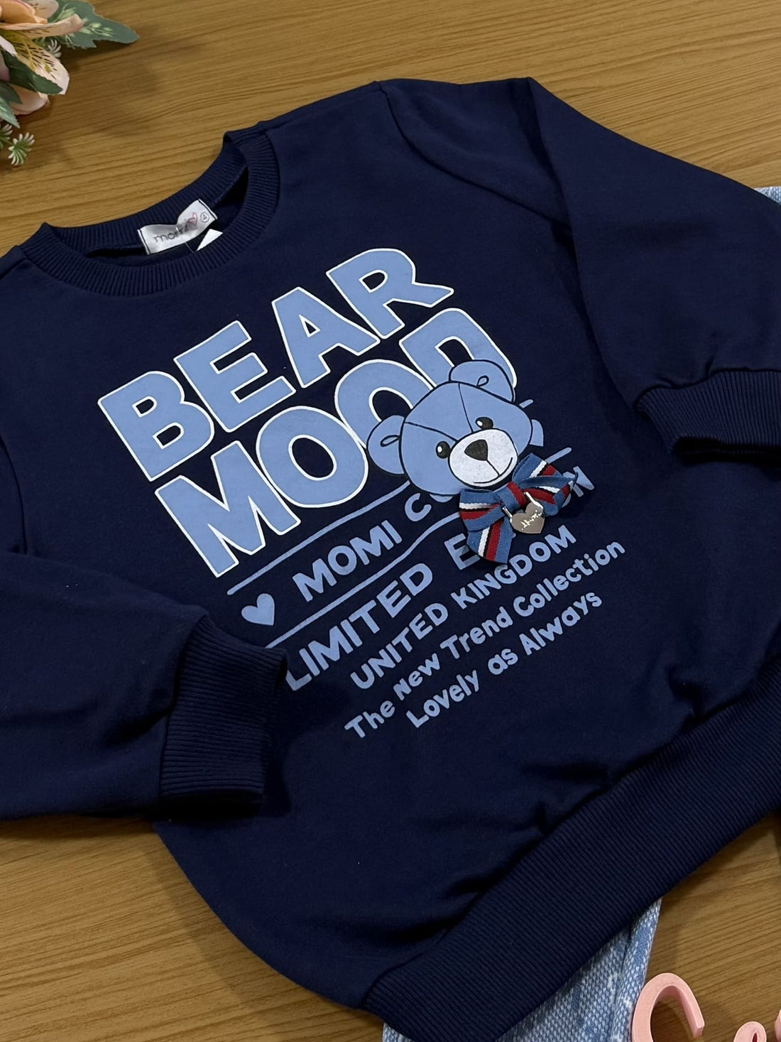Conjunto Infantil Momi Inverno com Calça e Casaco Azul Marinho Ursinho