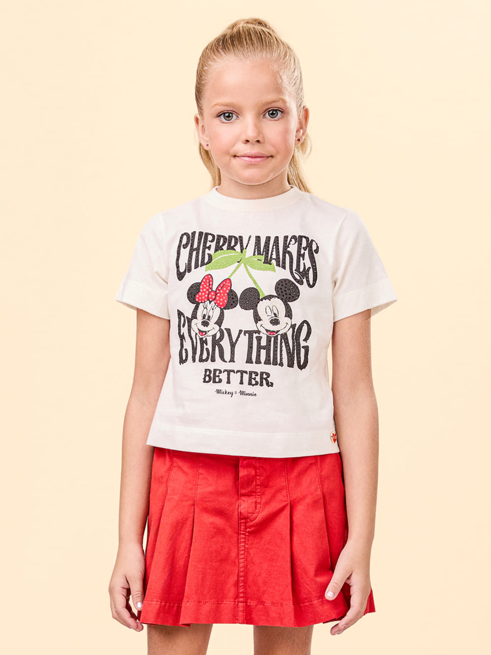 Blusa Infantil Animê Verão Cerejinha Minnie Disney