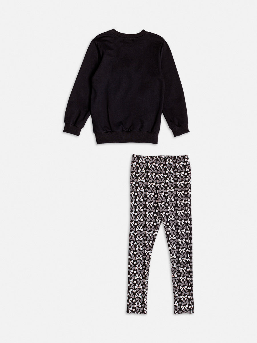 Conjunto Infantil Momi Inverno com Calça e Moletom sem Flanela Preto Lacinho