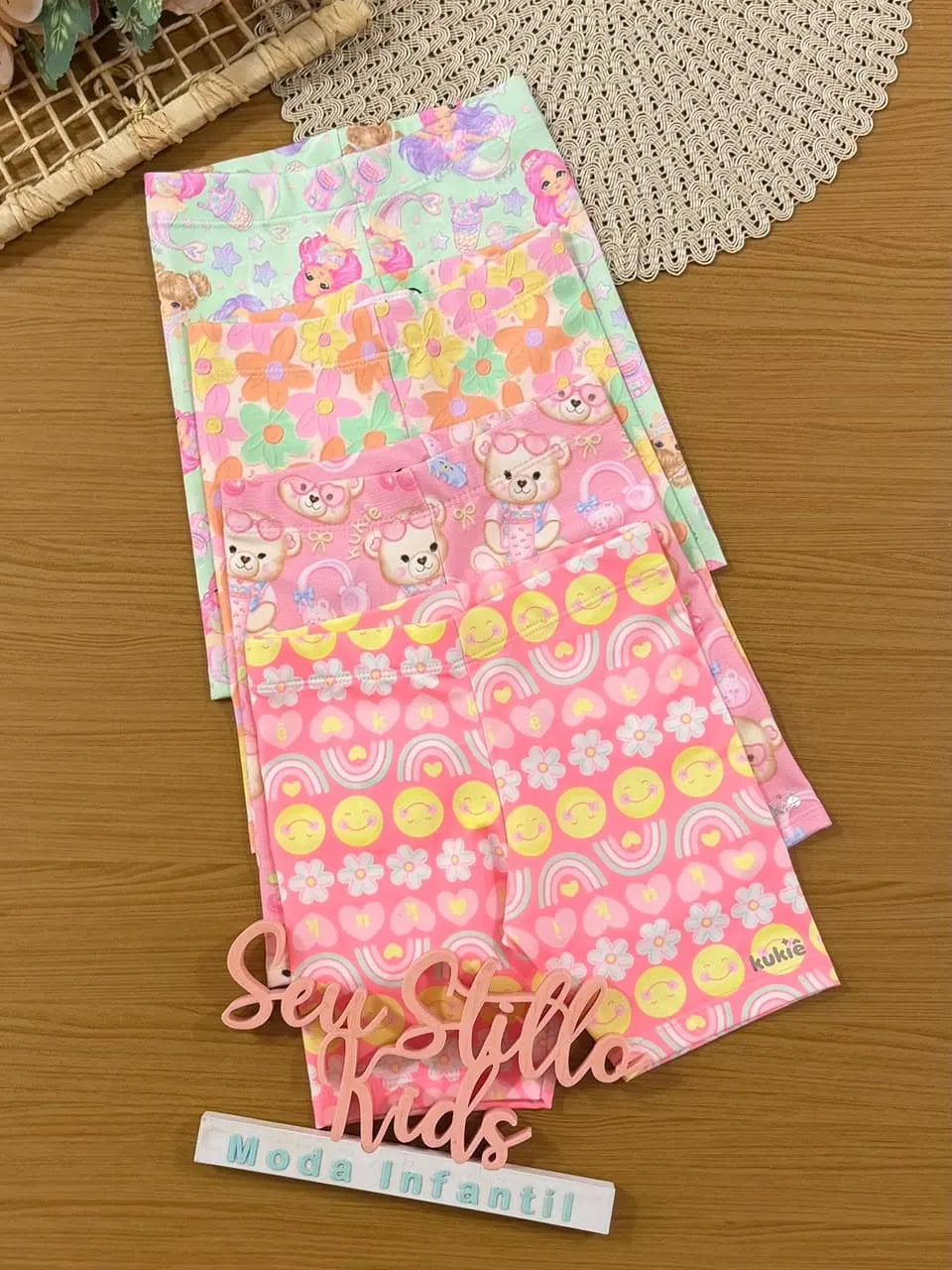Shorts Ciclista Infantil Menina Kukiê Verde Sereia