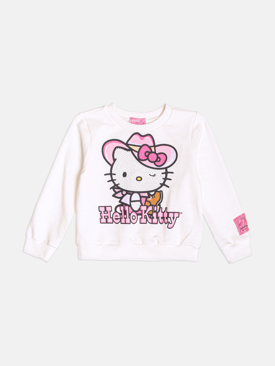 Casaco Infantil Momi Inverno Branco Hello Kitty Cowgirl