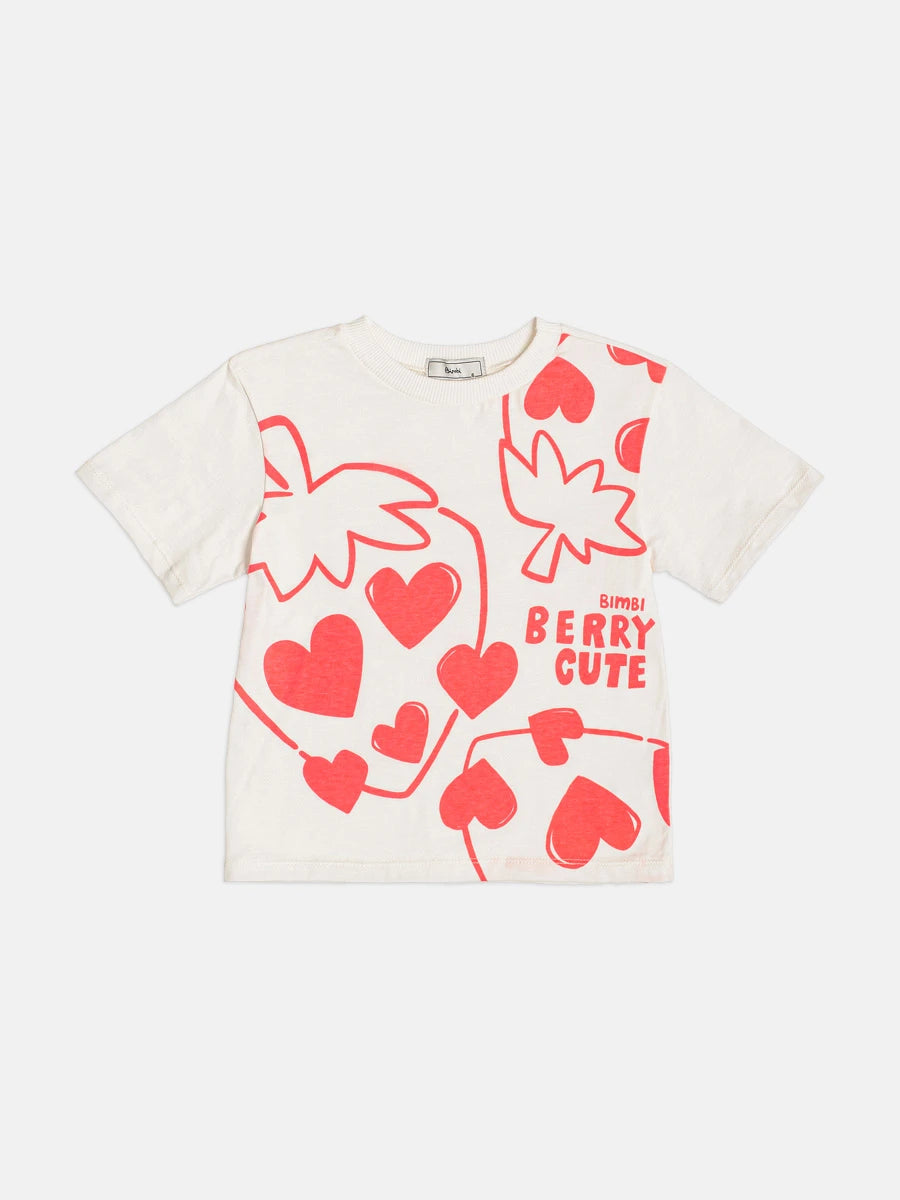 Blusa Infantil Menina Bimbi Branca Moranguinho Coração