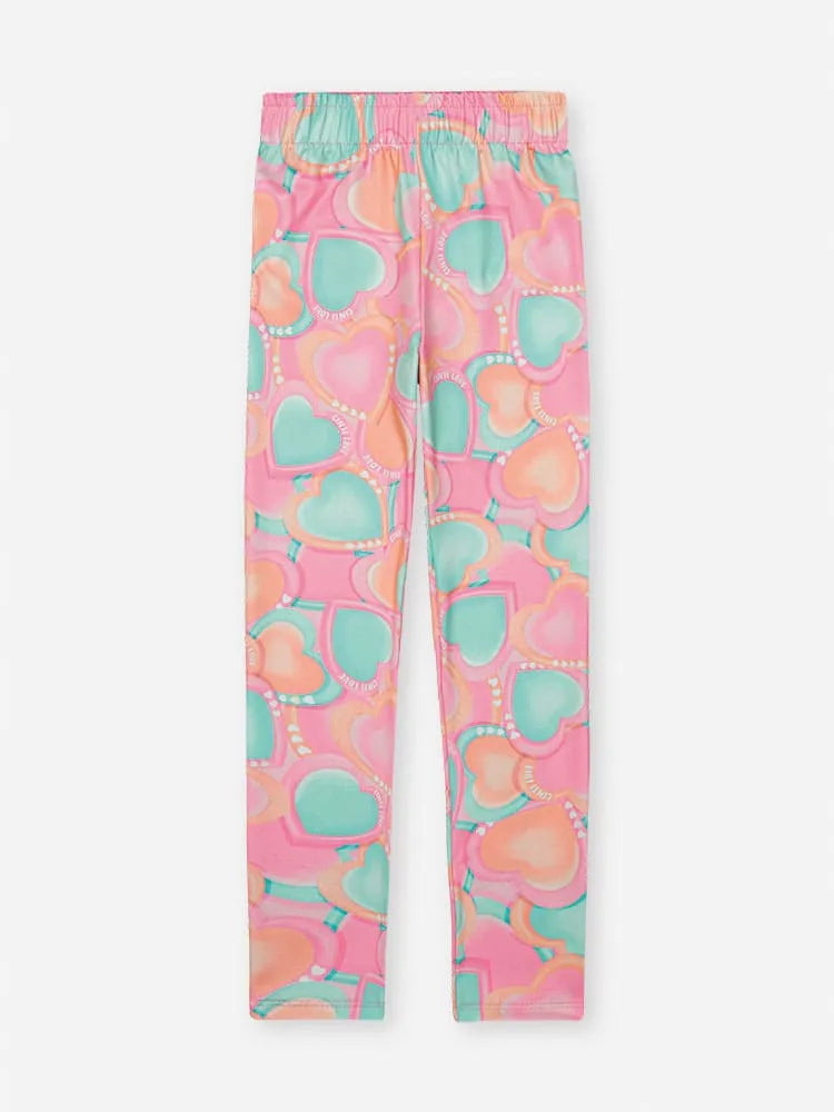 Calça Legging Infantil Cinti Rosa Corações