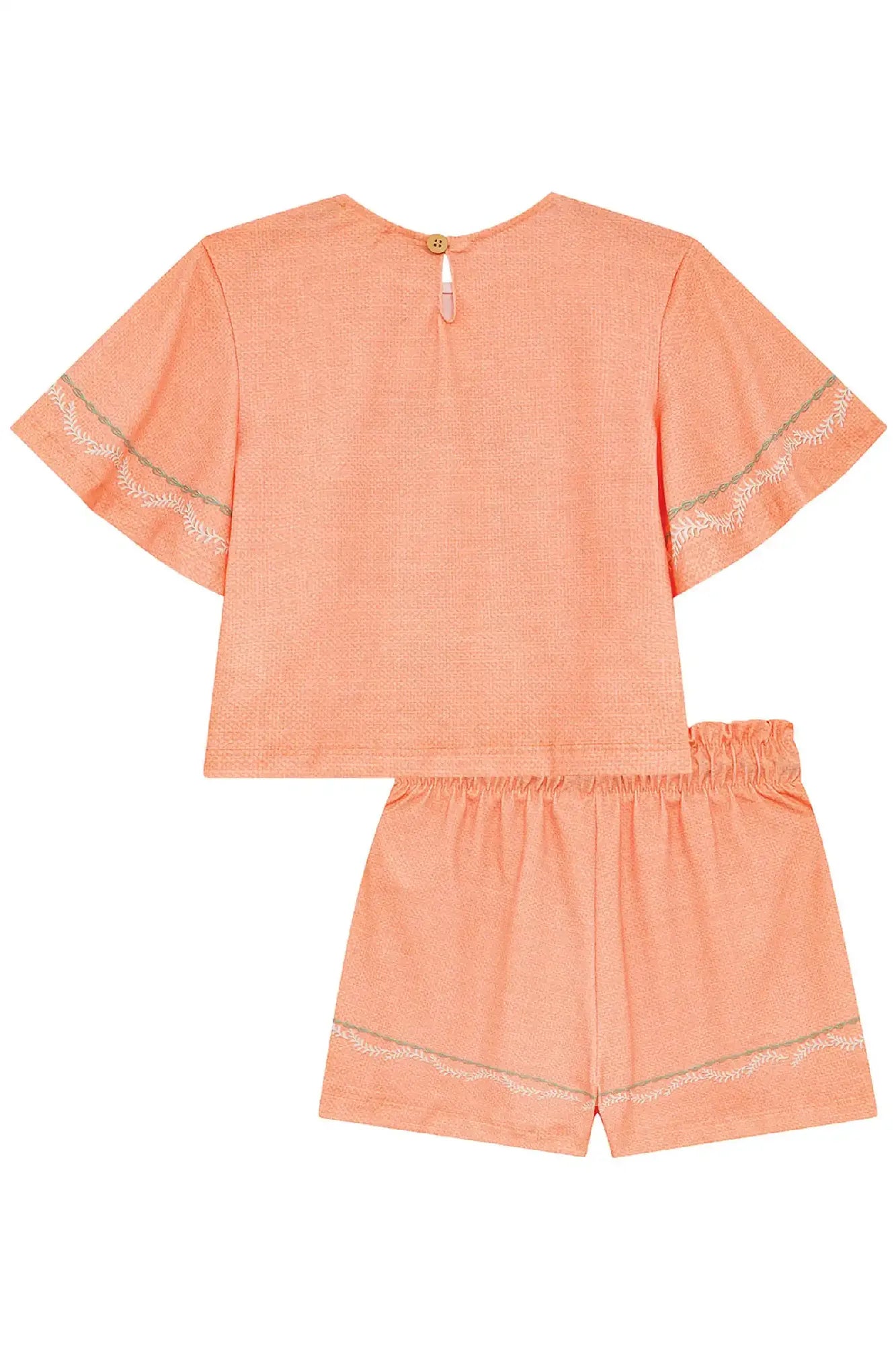 Conjunto Infantil Menina Kukiê com Shorts e Blusa Laranja Menina Florista