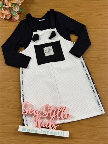 Salopete Infantil Catavento Inverno com Blusa Brilho