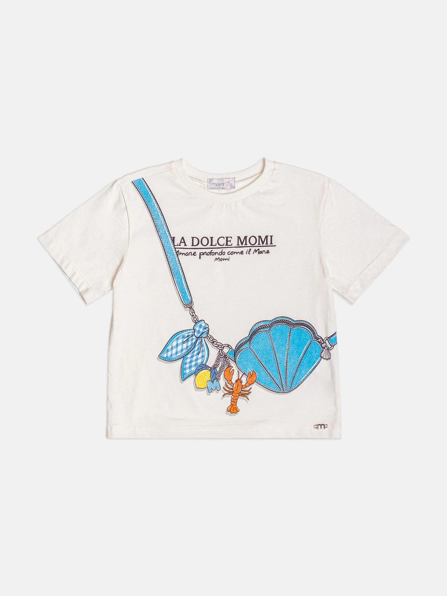 Blusa Infantil Menina Momi Branca Bolsinha 3D com Strass