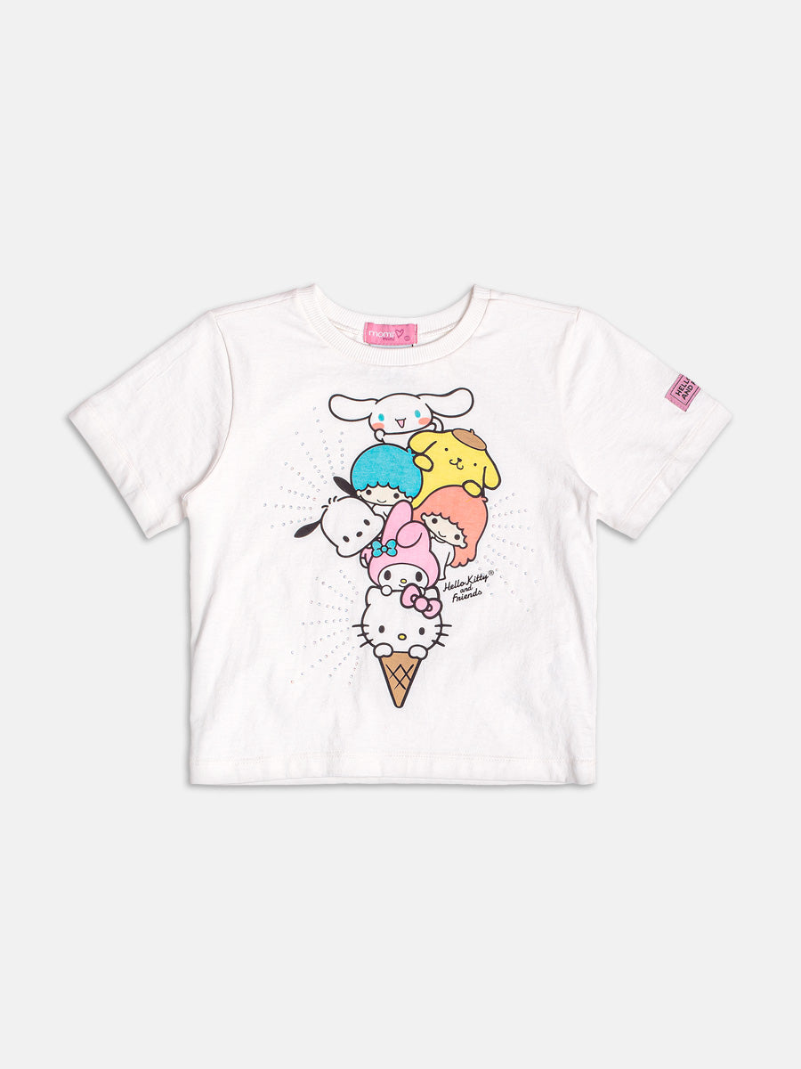 Blusa Infantil Momi Verão Branca Hello Kitty Friends