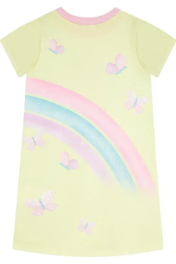 Vestido Infantil Kukiê Amarelo Ursinho com Pompom