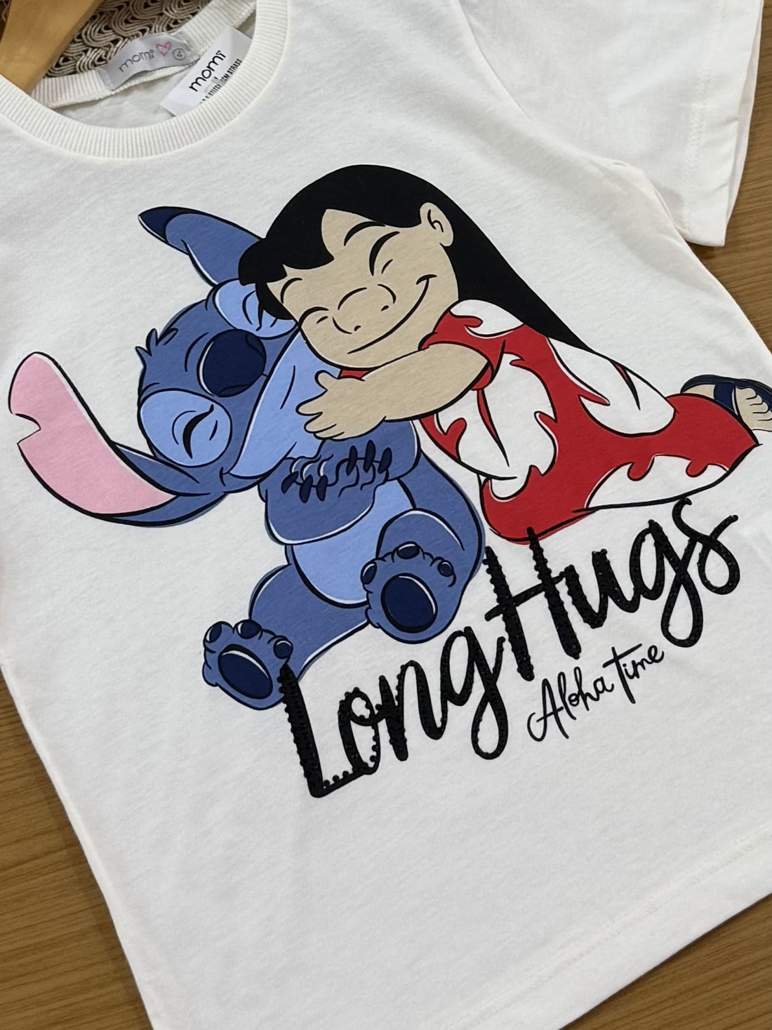Blusa Infantil Momi Verão Branca Lilo e Stitch Disney