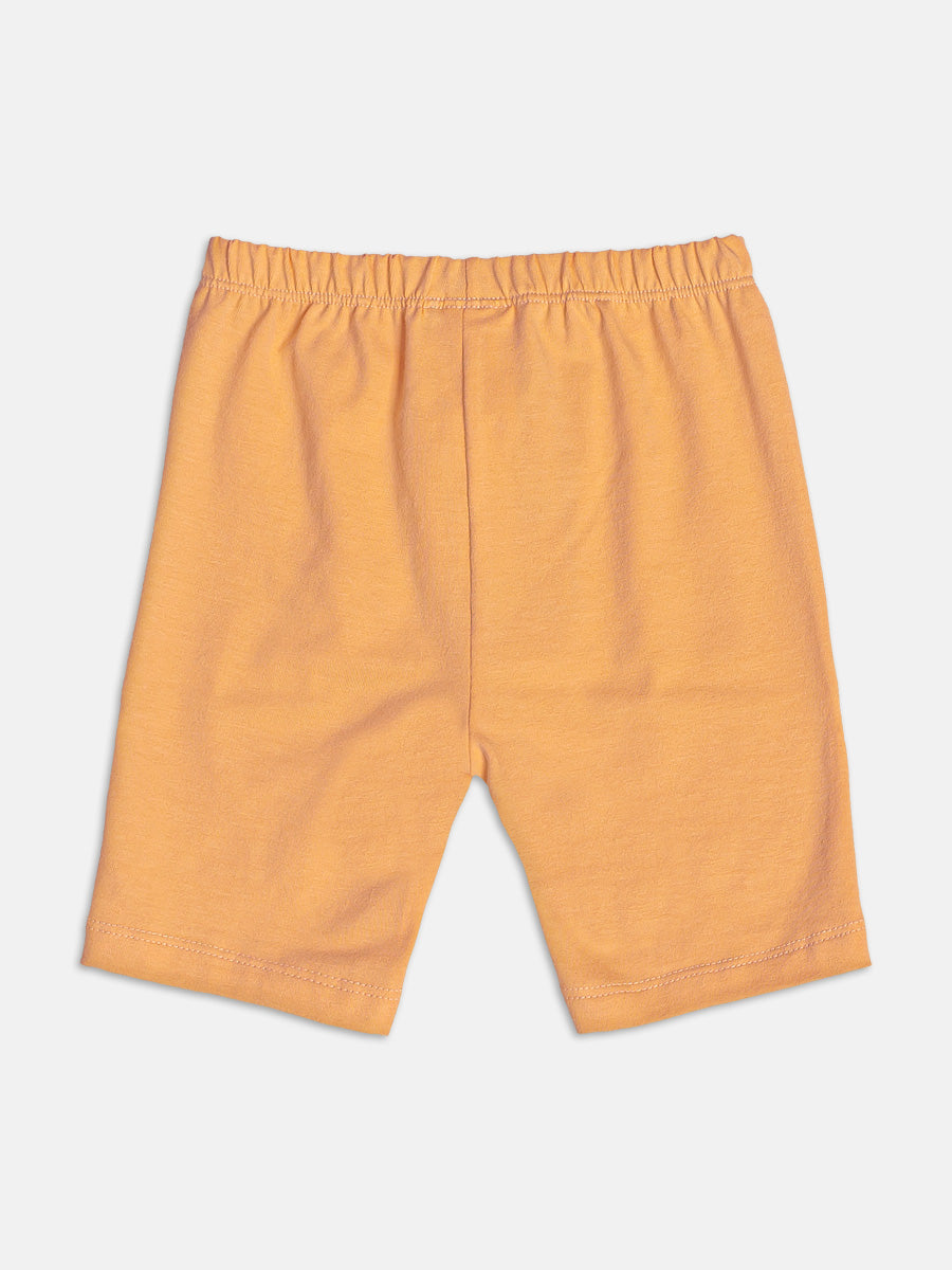 Conjunto Infantil Momi Verão com Shorts Ciclista e Blusa Laranja Listrada Cereja