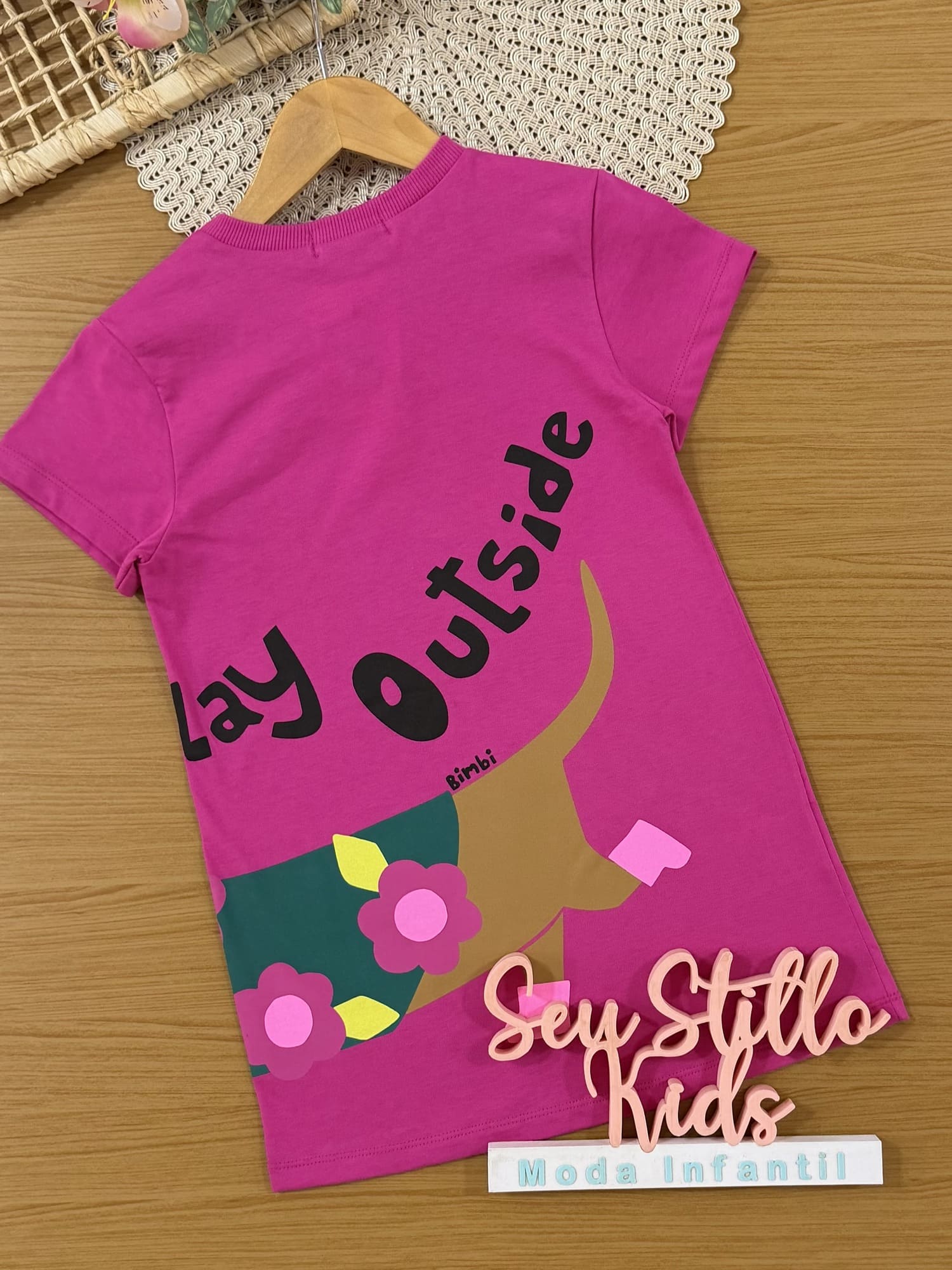 Vestido Infantil Bimbi Inverno Rosa Cachorrinha