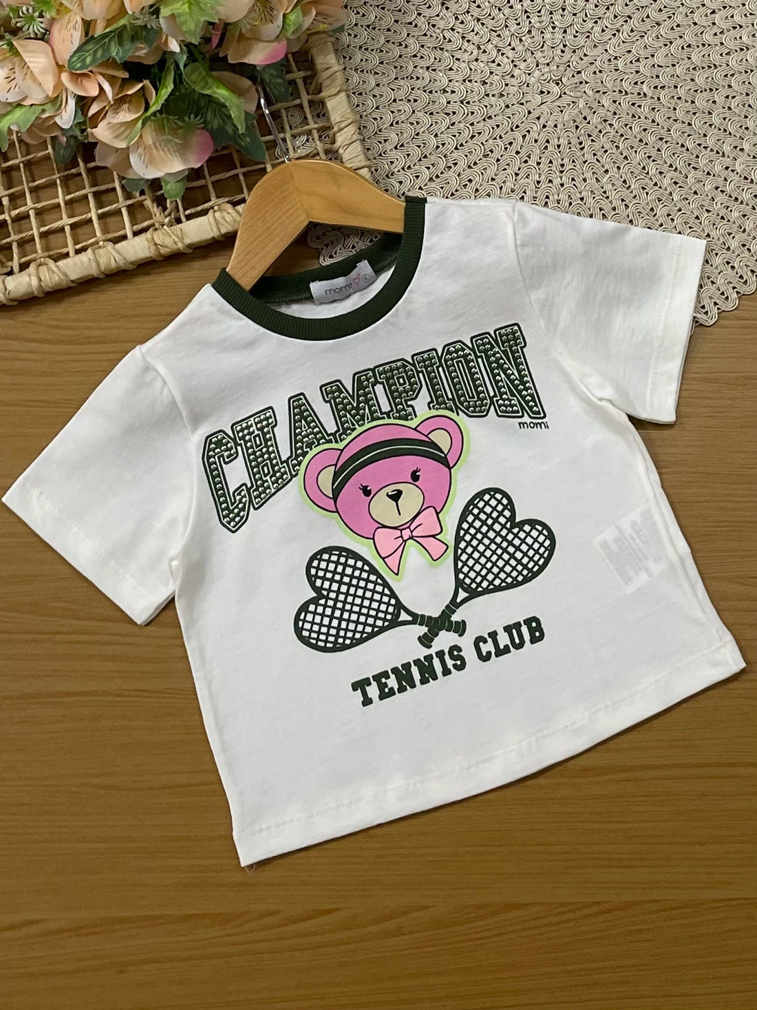 Conjunto Infantil Momi Inverno Shorts Saia Verde e Blusa Manga Curta Champion
