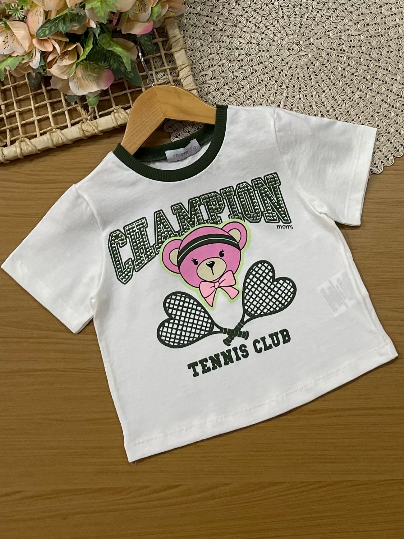 Conjunto Infantil Momi Inverno Shorts Saia Verde e Blusa Manga Curta Champion