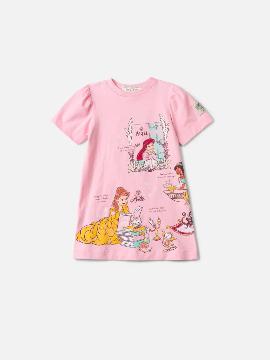 Vestido Infantil Animê Rosa Princesas Disney