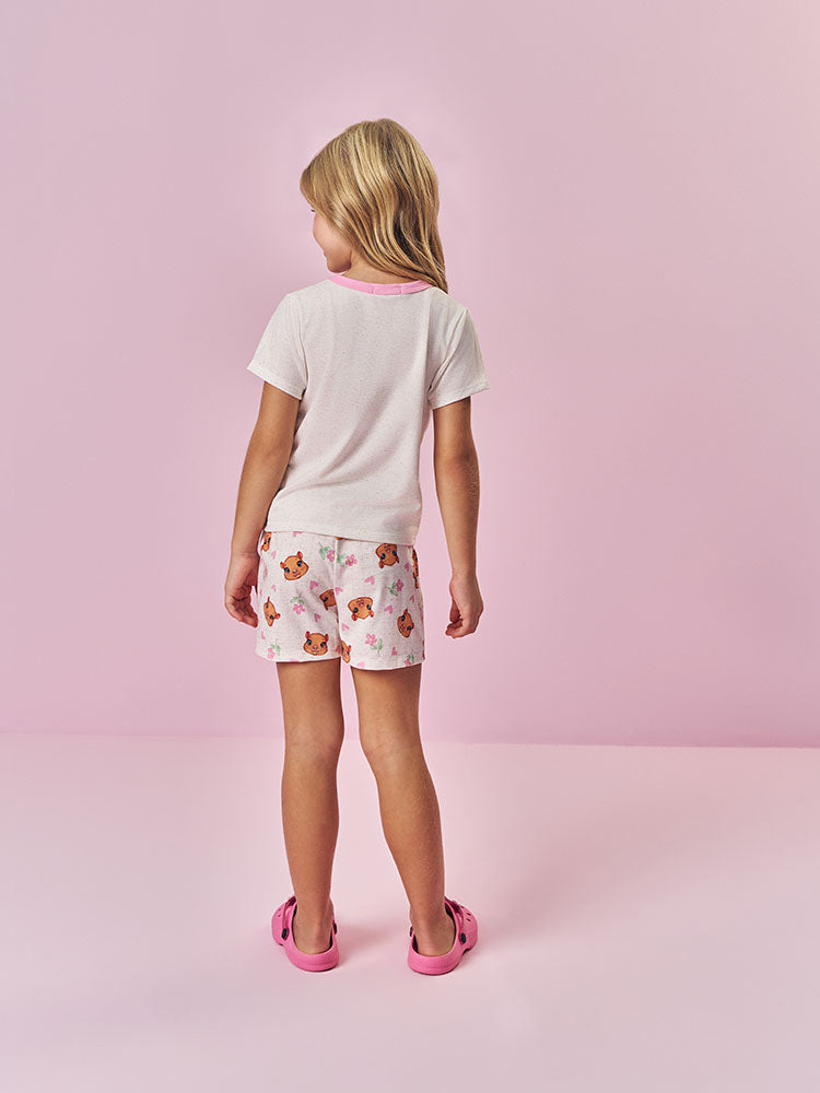 Pijama Infantil Cinti Verão com Shorts e Blusa Off White Capivarinha