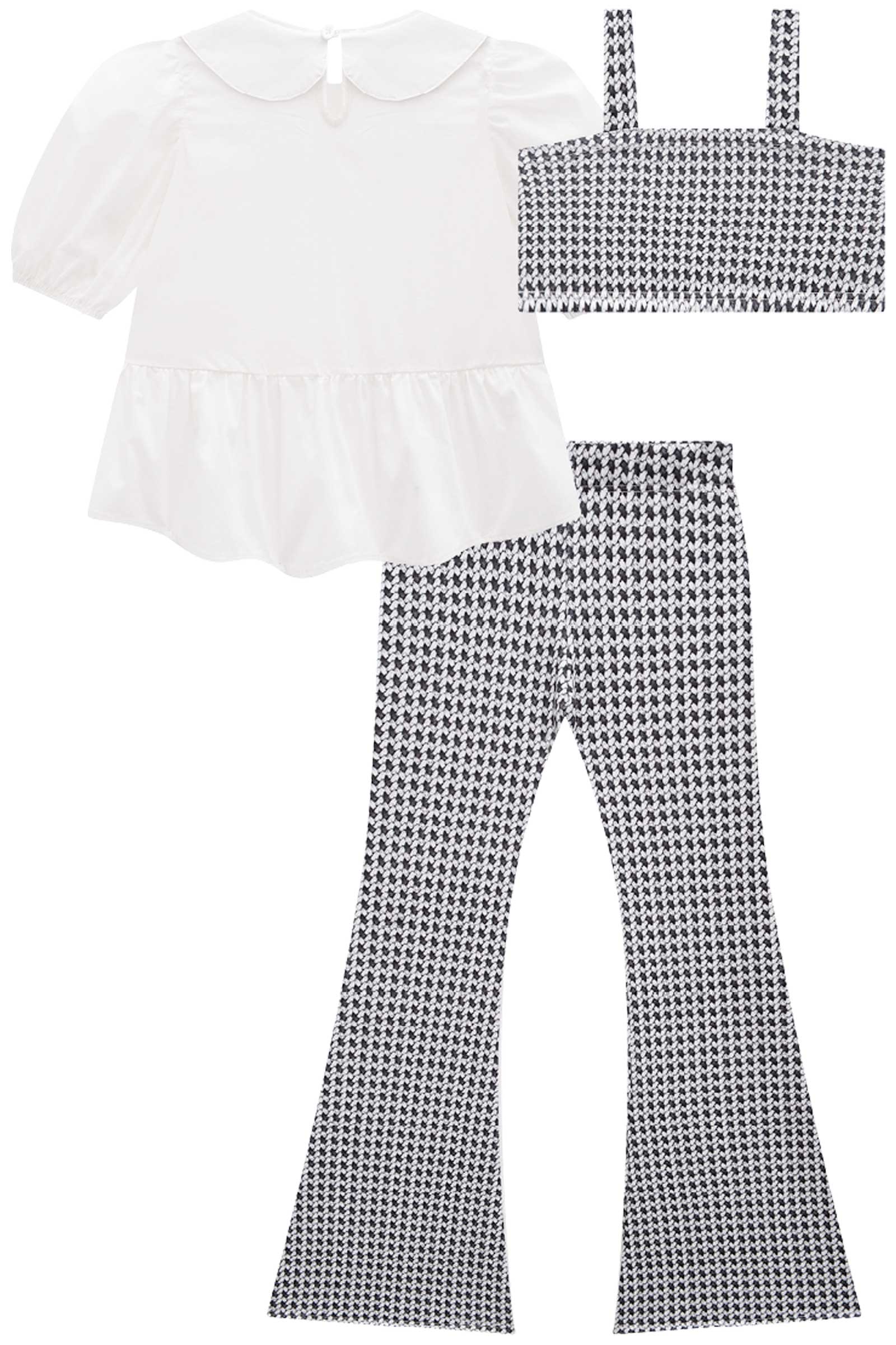 Conjunto Infantil Kukie Verão Calça e Blusa e Colete Branco e Preto