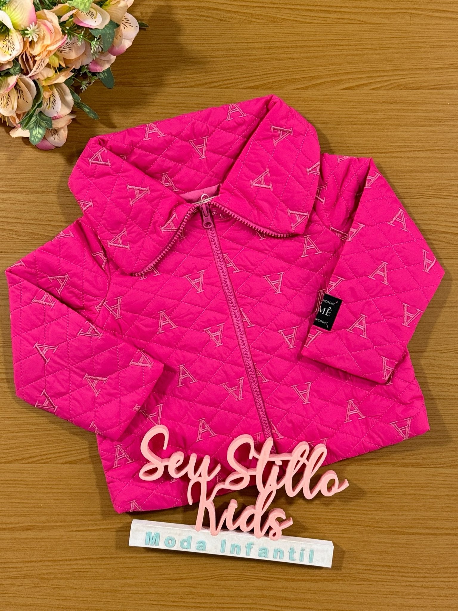 Jaqueta Infantil Animê Inverno Rosa Puffer