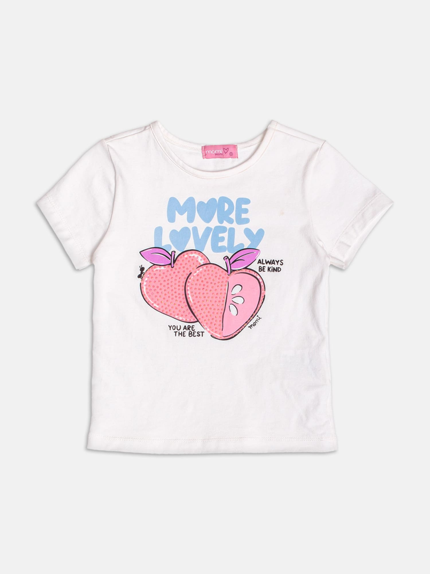 Conjunto Infantil Momi Verão com Saia Azul e Blusa Branca Frutinha