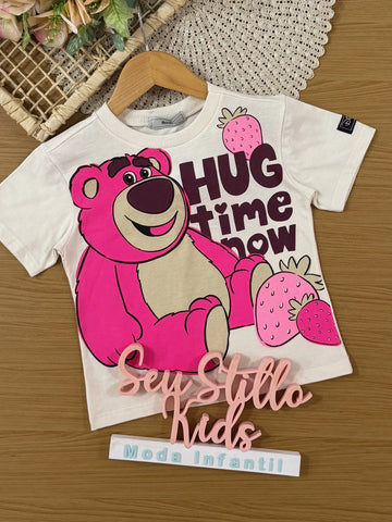 Blusa Infantil Bimbi Inveno Manga Curta Bege Lotso