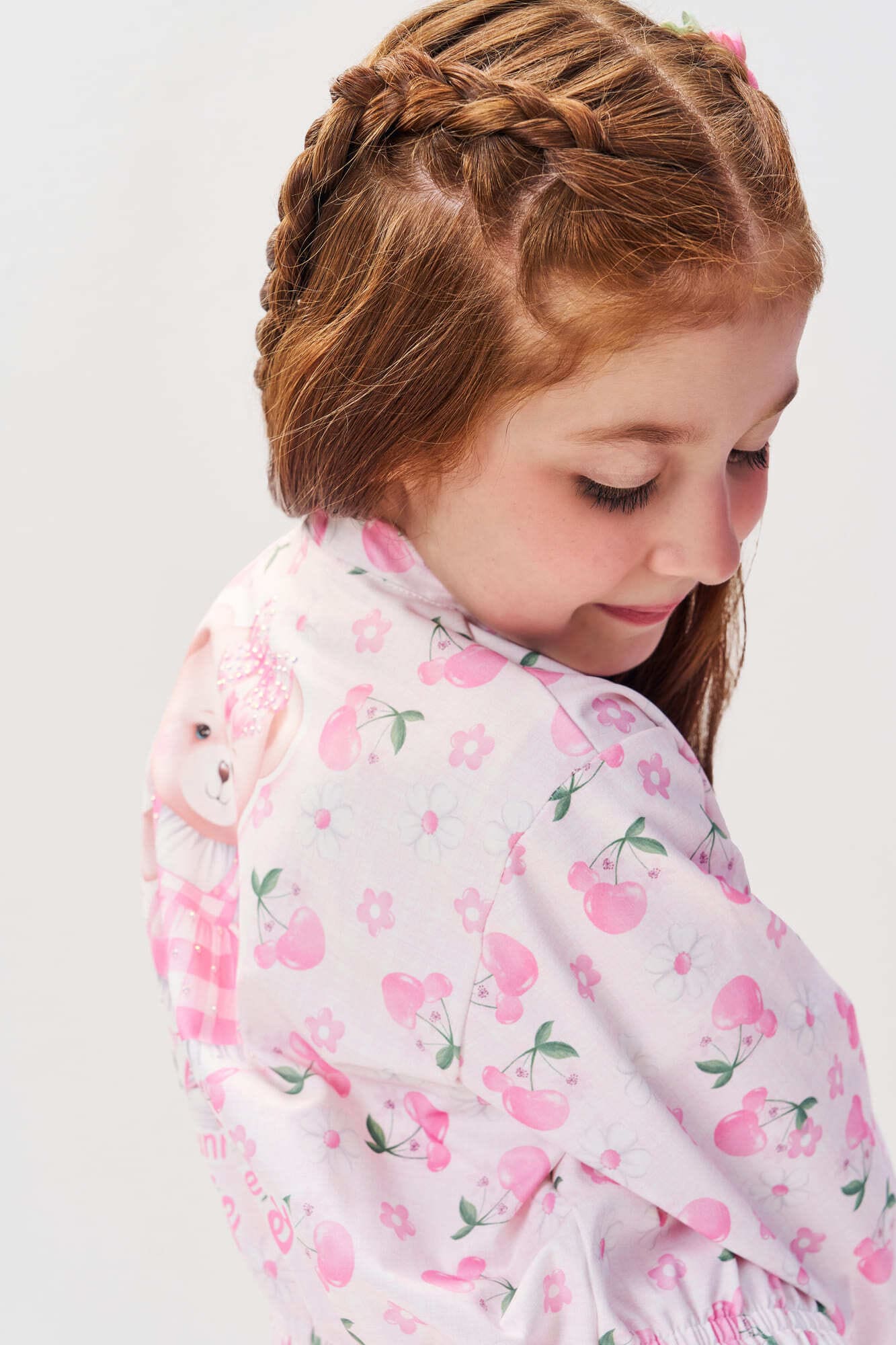 Jaqueta Infantil Cinti Verão Rosa Florzinha Cereja