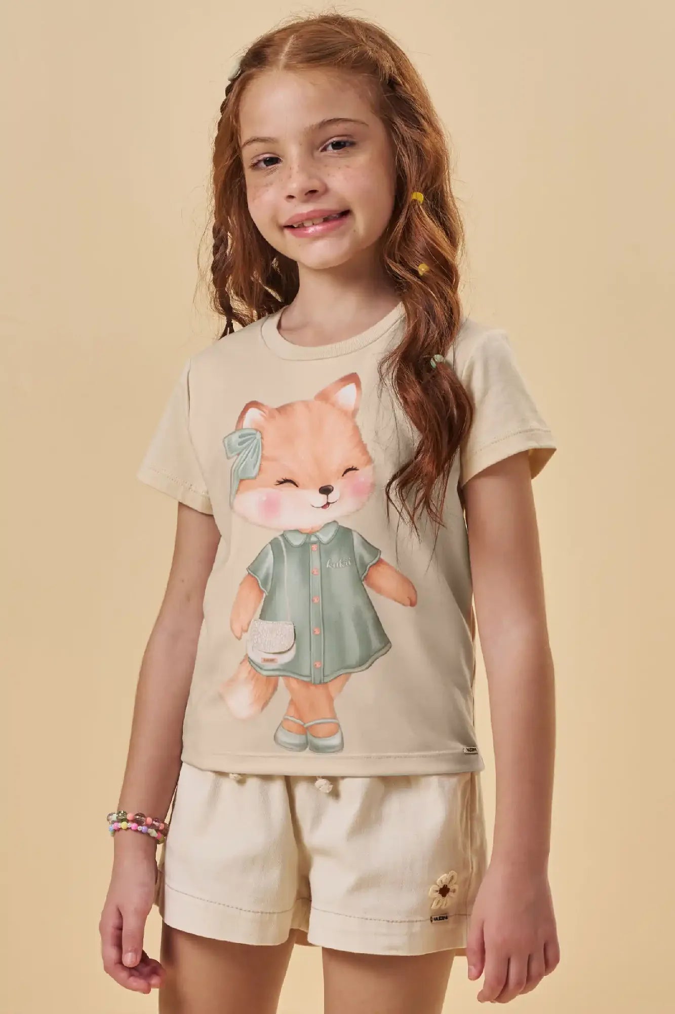 Blusa Infantil Menina Kukiê Bege Raposinha