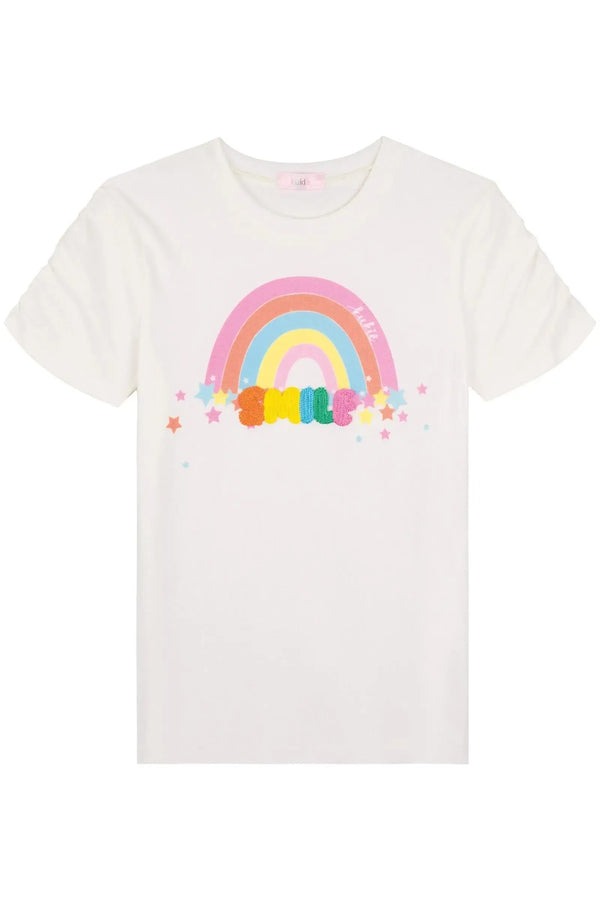 Blusa Infantil Kukiê Verão Branca Smile Arco-íris