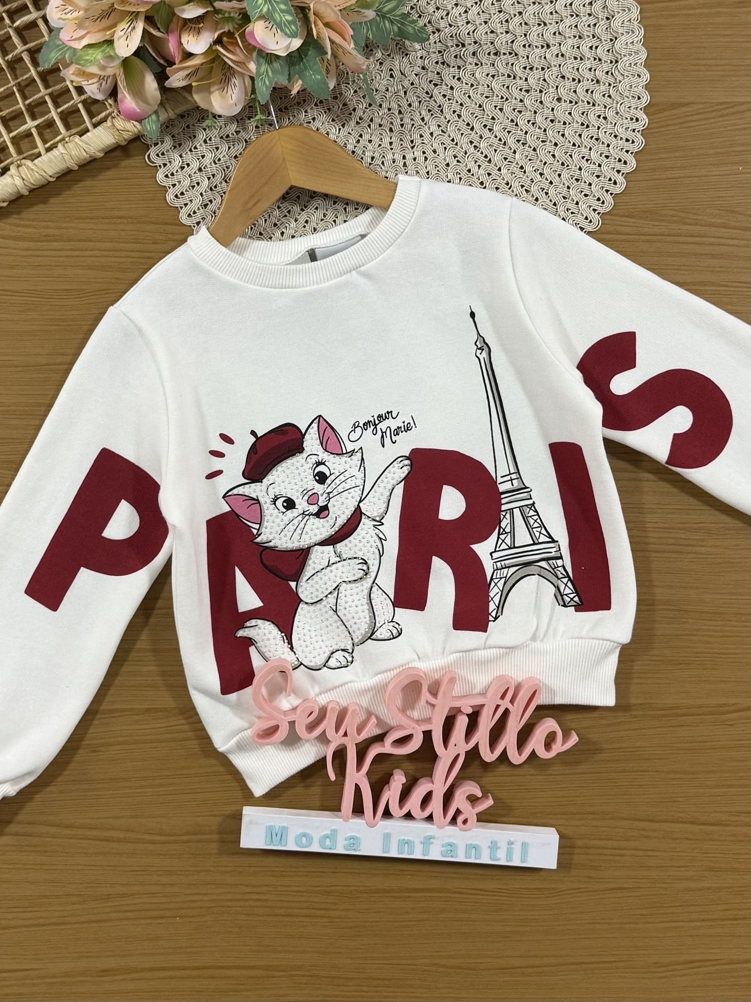 Moletom Infantil Momi Inverno Flanelado Branco Marie Paris Disney