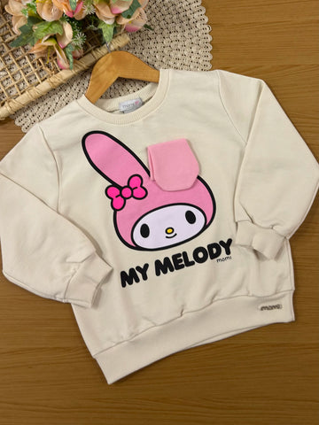 Moletom Infantil Momi Inverno sem Flanela Bege My Melody