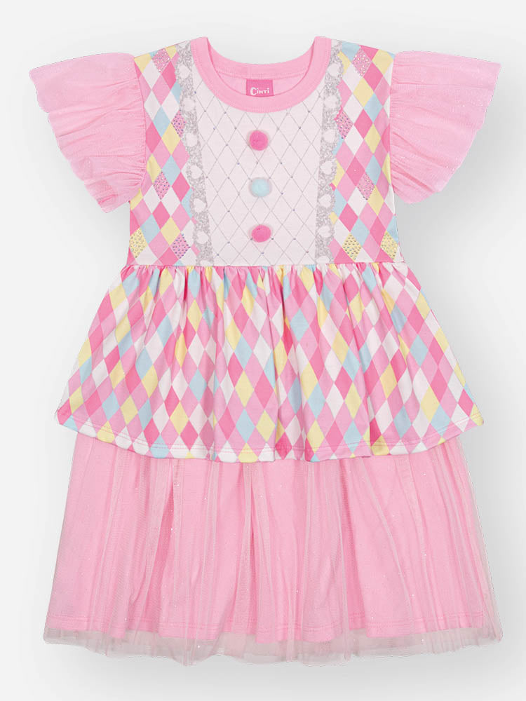 Vestido Infantil Cinti Verão Colorido Fantasia Circo