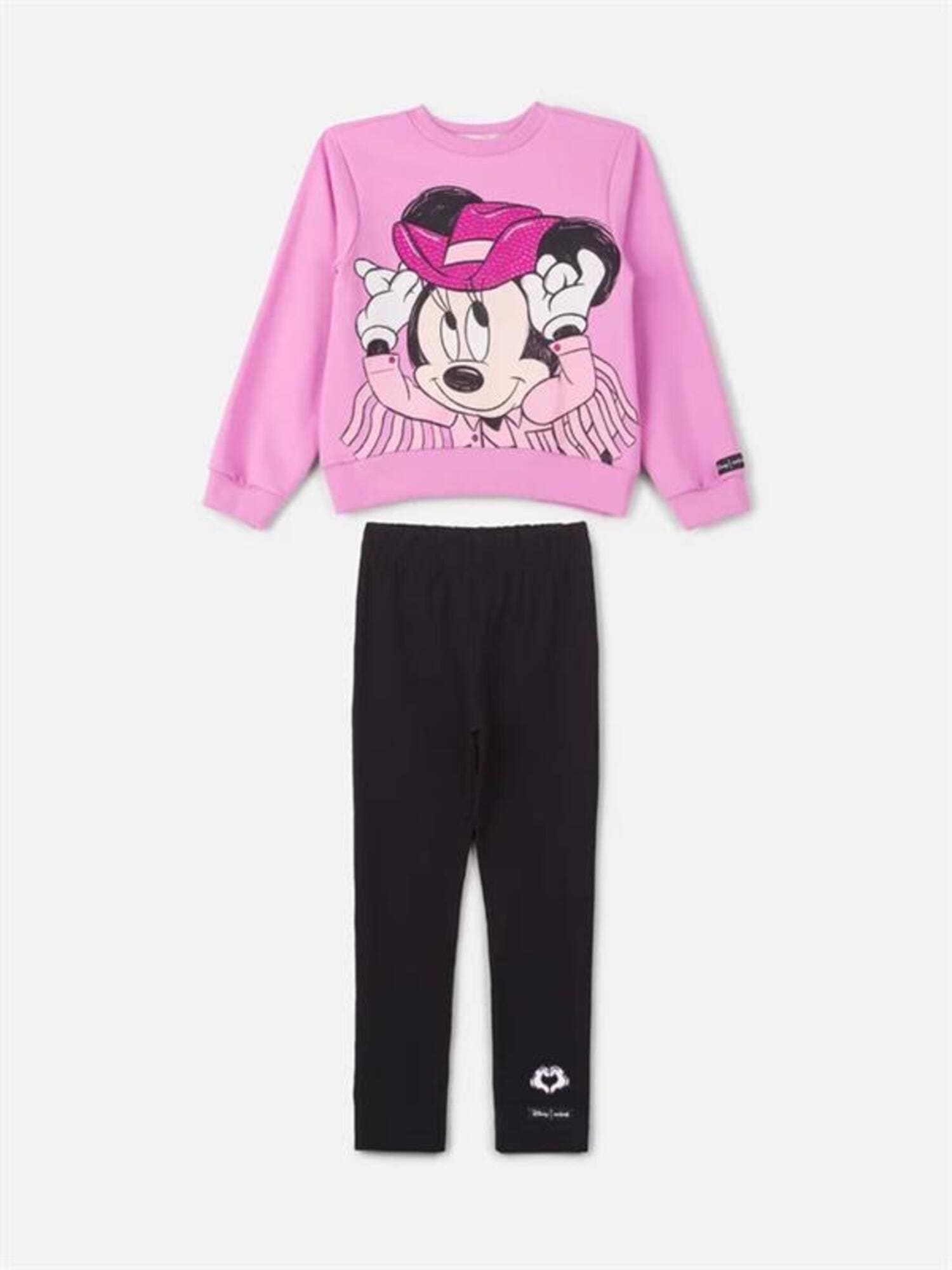 Conjunto Infantil Animê Inverno com Calça Preta e Casaco Lilás Minnie Country Disney