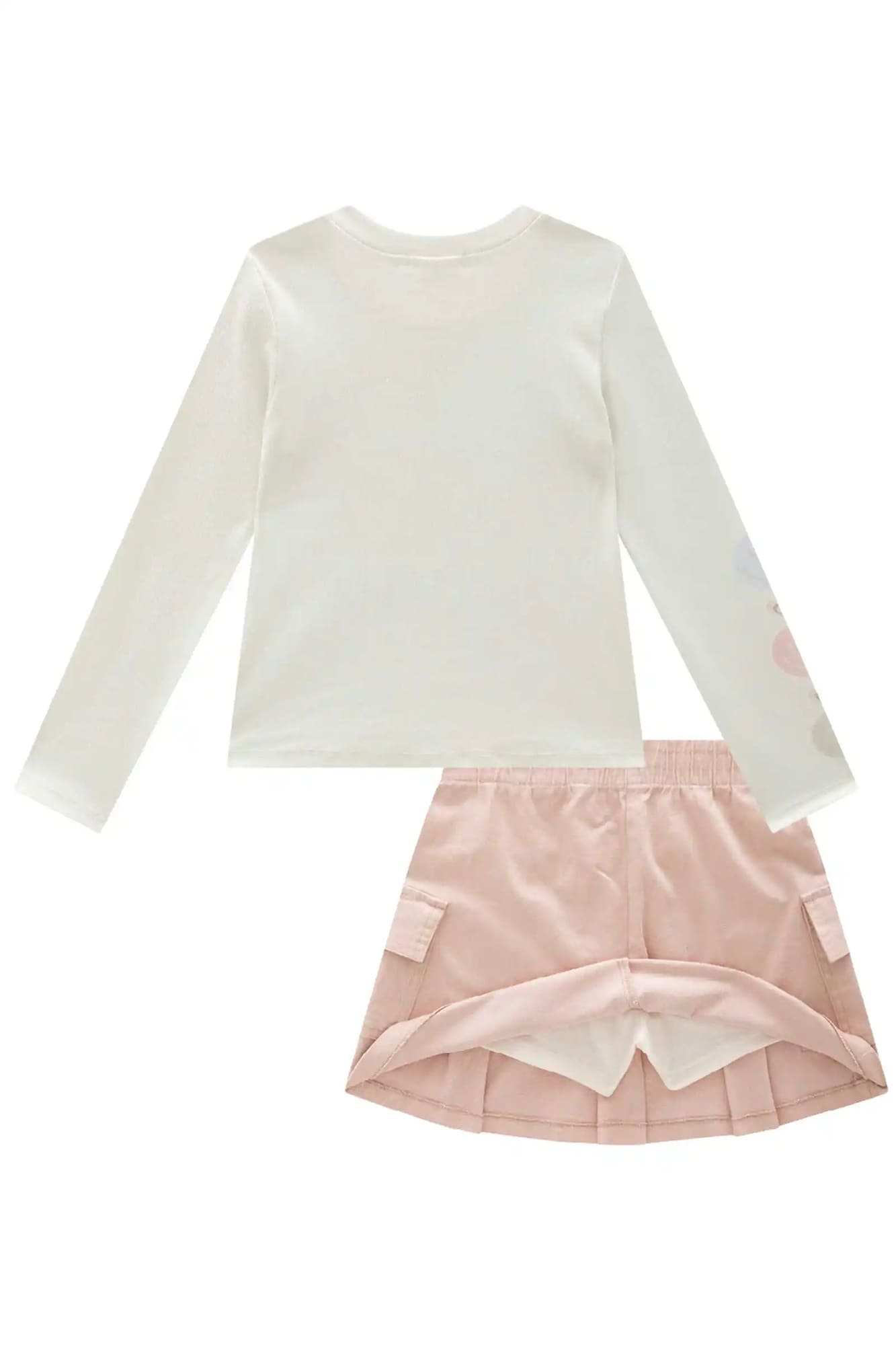 Conjunto Infantil Kukiê Inverno com Saia Rosa e Blusa Manga Longa Emojis