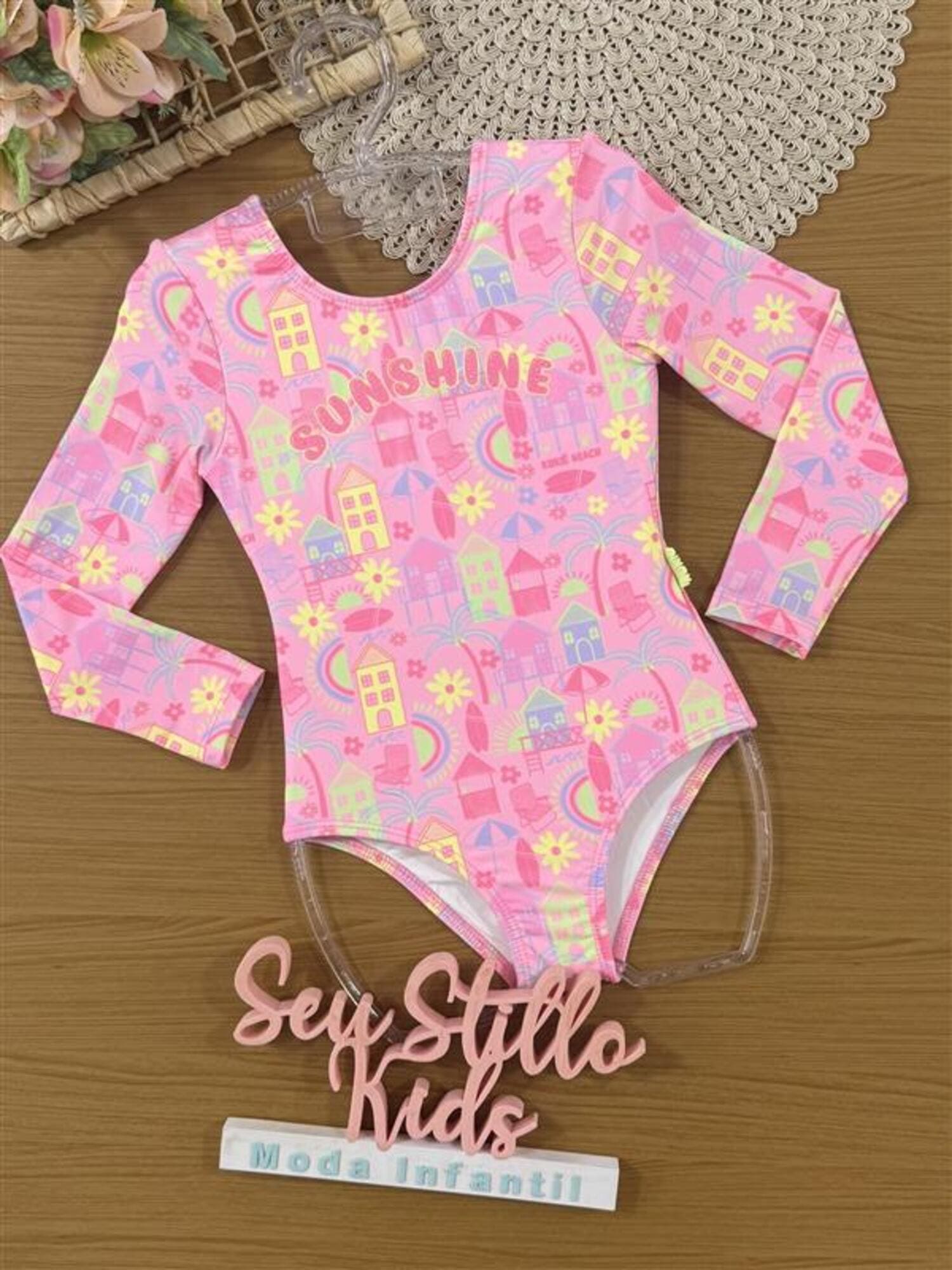 Maiô Infantil Kukiê Verão Rosa Sunshine