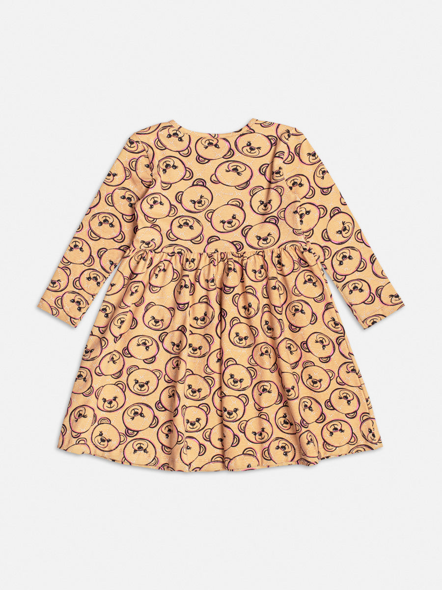 Vestido Infantil Momi Inverno Manga Longa Caramelo Ursinhos