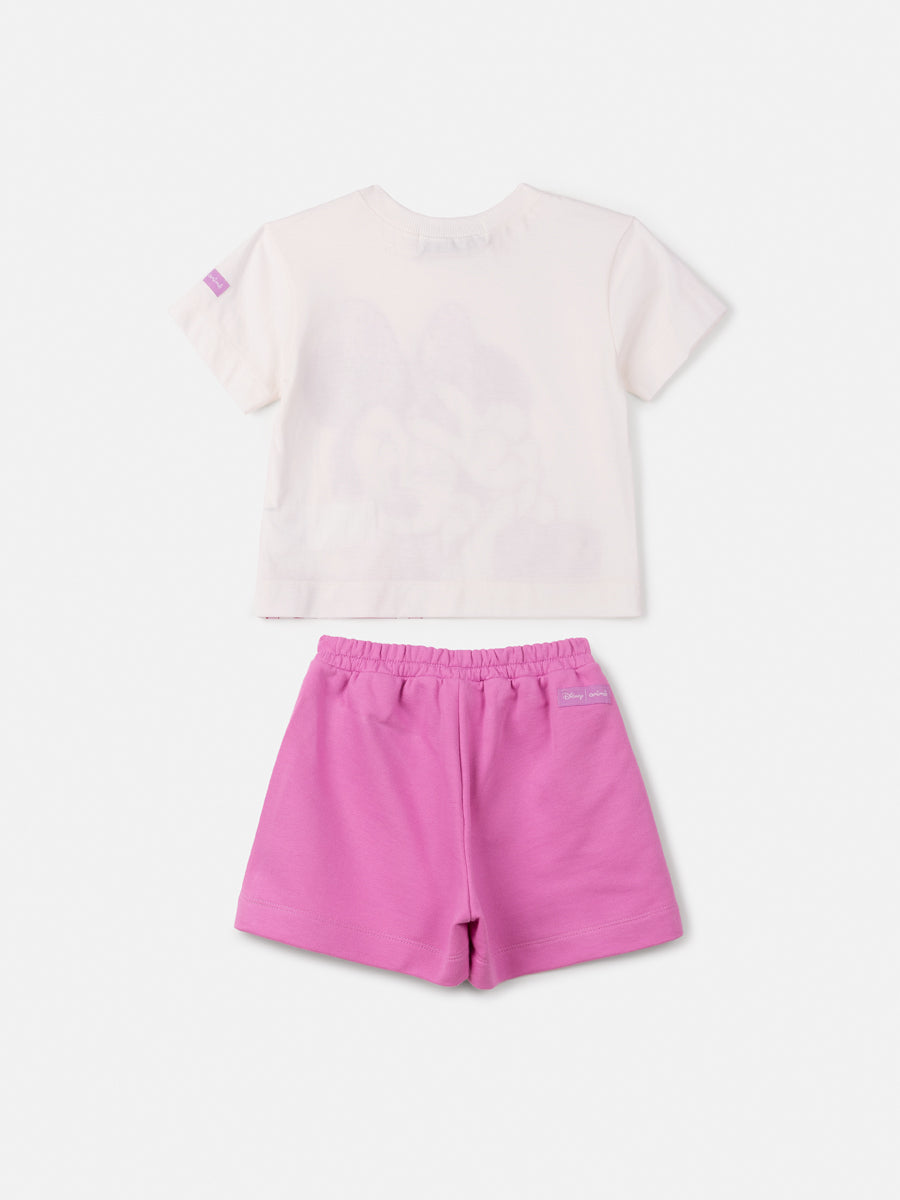 Conjunto infantil Animê Shorts Rosa e Blusa Manga Curta Minnie Disney