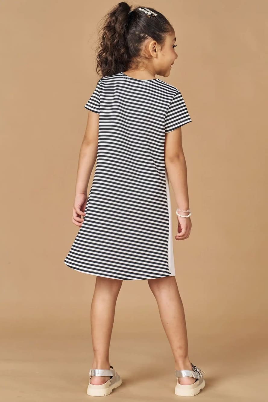 Vestido Infantil Kukie Verão Branco e Preto Ursinhos