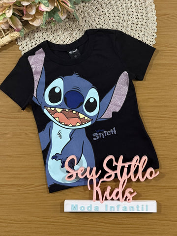 Blusa Infantil Stitch Preta Brandili Disney