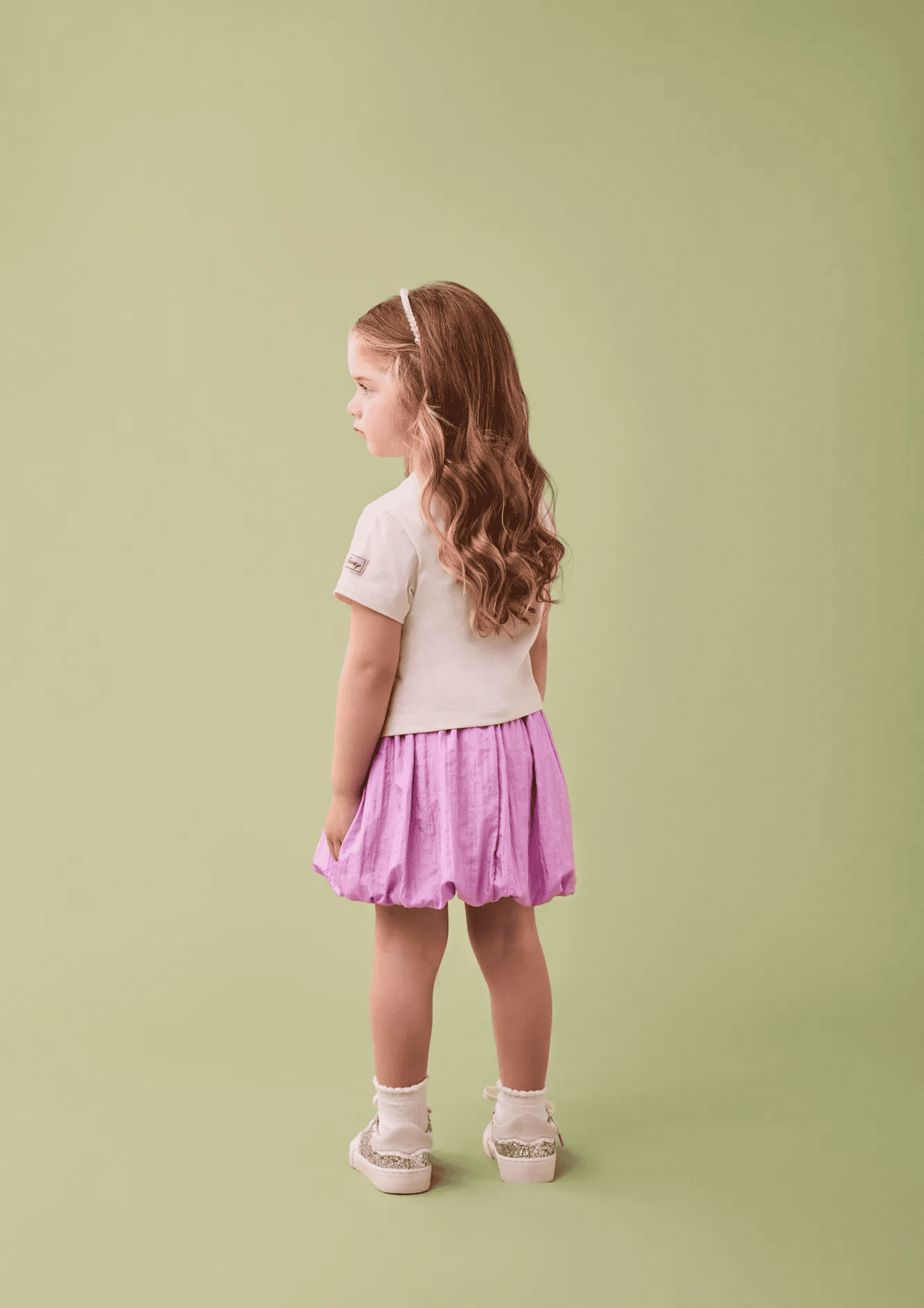 Conjunto Infantil Momi Inverno com Saia  Lilás e Blusa Angel Disney