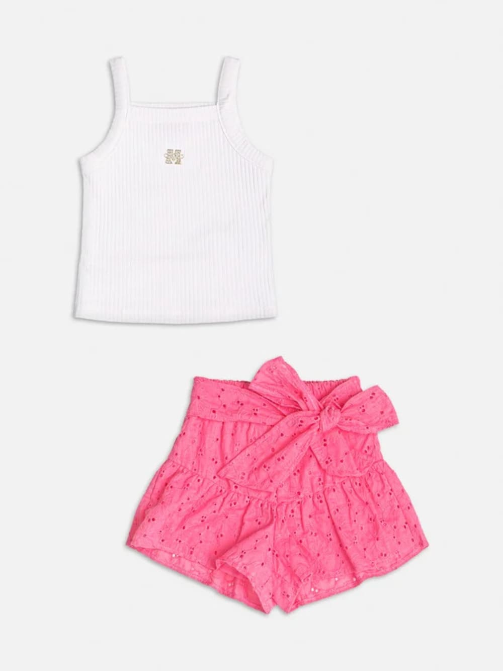 Conjunto Infantil Momi Verão Shorts Laise Rosa e Regata