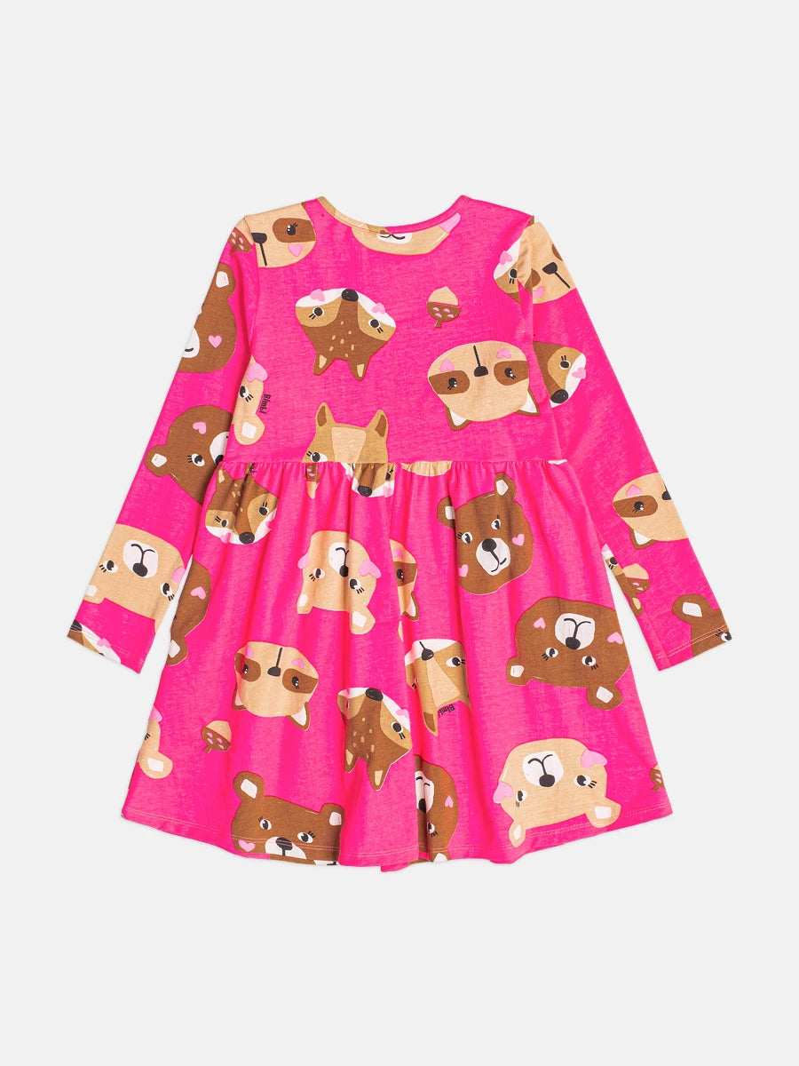 Vestido Infantil Bimbi Inverno Rosa Bichinhos